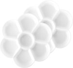 Plastic Palette for Painting, Plastic Paint Palette, 7 Well Flower Paint Tray Watercolor Painting Mixing Palette for Oil Acrylic Watercolor Gouache,Easy Wash, Paint Palette (2PCS White)