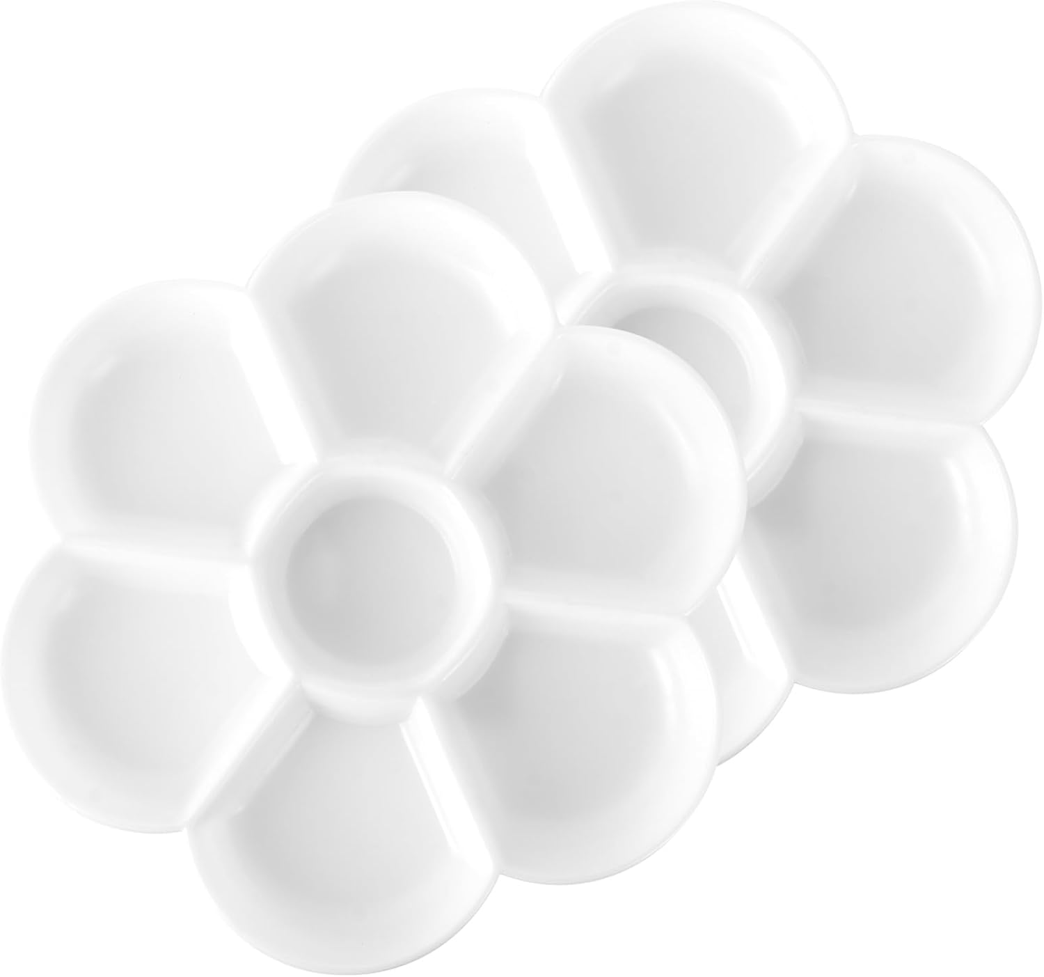 Plastic Palette for Painting, Plastic Paint Palette, 7 Well Flower Paint Tray Watercolor Painting Mixing Palette for Oil Acrylic Watercolor Gouache,Easy Wash, Paint Palette (2PCS White)