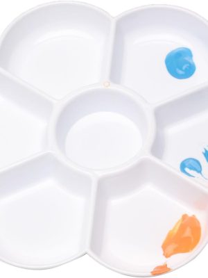 Artist Mixing Paint Tray, Flower Shape, Watercolour Painting Bowl, Painting Palettes, White Plastic Paint Mixing Bowl, Universal Palette, Paint Bowl Palettes with 7 Cavities, Pack of 1