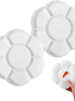 2PCS 6.3in Paint Palette, Reusable Paint Tray Plastic Watercolor Palette for Watercolor Acrylic DIY Art Craft Painting