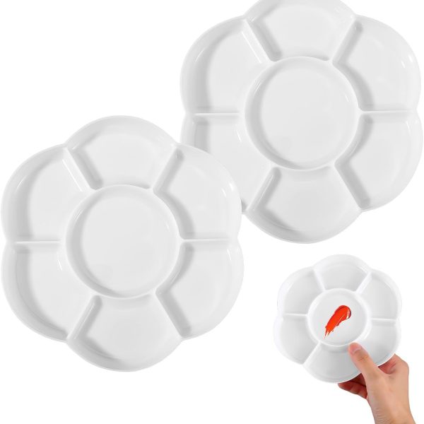 2PCS 6.3in Paint Palette, Reusable Paint Tray Plastic Watercolor Palette for Watercolor Acrylic DIY Art Craft Painting