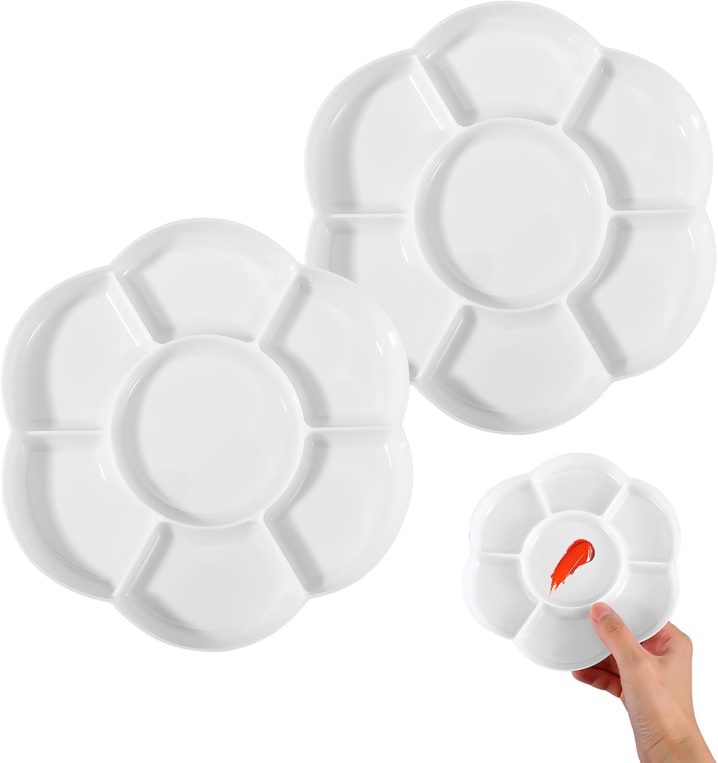 2PCS 6.3in Paint Palette, Reusable Paint Tray Plastic Watercolor Palette for Watercolor Acrylic DIY Art Craft Painting