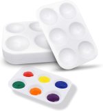 Pack of 8 Mixing Palettes, Plastic Palette, Rectangular White Colour Tray, 6 Wells Watercolour Palette, Painting Palette for Artists, Watercolours, Oil, Acrylic Painting, 8.6 x 12.8 cm