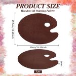 Wooden Palette, 11.6x15.4 Inch Oval Painting Palette with Thumb Hole, Mixing Paint Tray for Gouache Acrylic Oil Painting(Coconut Brown)