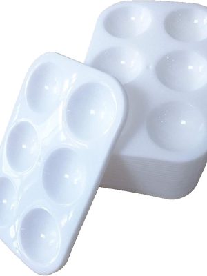 24 Pieces White Paint Plastic Palettes 6 Well Rectangular Watercolor Oil Palette Painting Tray Artist Craft Palettes