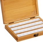 Portable Empty Bamboo, Durable Palette, Wooden Gouache with Lid, Watercolour Paint Box for Painters, Kids, Adults, Studio, Home, 36 Grids