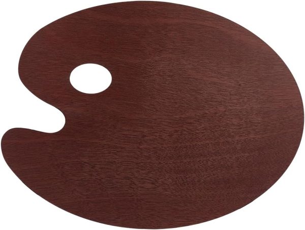 Wooden Palette, 11.6x15.4 Inch Oval Painting Palette with Thumb Hole, Mixing Paint Tray for Gouache Acrylic Oil Painting(Coconut Brown)