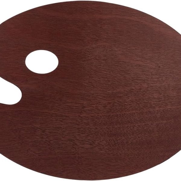 Wooden Palette, 11.6x15.4 Inch Oval Painting Palette with Thumb Hole, Mixing Paint Tray for Gouache Acrylic Oil Painting(Coconut Brown)