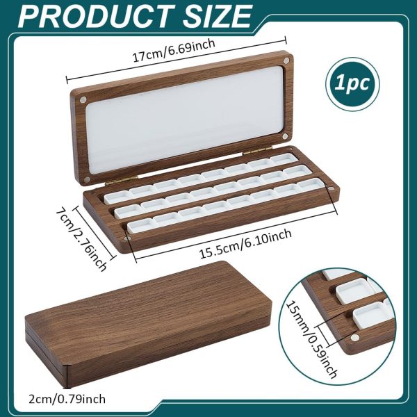Wood Watercolor Painting Palette, Empty Watercolor Palettes Wooden Water Color Tray with Lid Travel Palette Box Water Color Box for Painters Students Adult Studio Home Sketching, Coffee