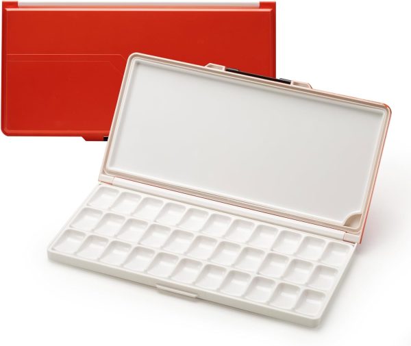 Airtight Leakproof Watercolor Palette Travel Paint Tray with A Large Mixing Areas, 33 Wells Pink Folding Peel-Off Palette for Watercolor, Gouache, Acrylic Paint