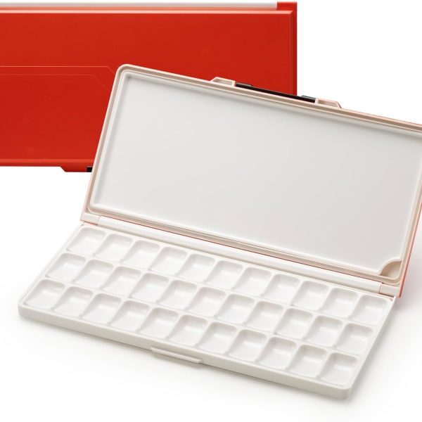 Airtight Leakproof Watercolor Palette Travel Paint Tray with A Large Mixing Areas, 33 Wells Pink Folding Peel-Off Palette for Watercolor, Gouache, Acrylic Paint