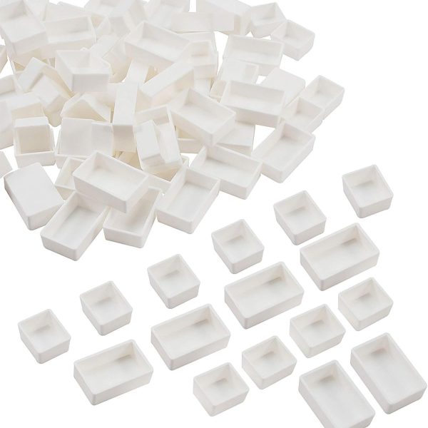 100pcs Watercolor Paint Pans(50pcs Full Pans, 50pcs Half Pans) White Plastic Empty Paint Pans for DIY Watercolor Oils or Acrylics Painting Travel Tin Case Palette Art Drawing