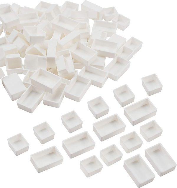 100pcs Watercolor Paint Pans(50pcs Full Pans, 50pcs Half Pans) White Plastic Empty Paint Pans for DIY Watercolor Oils or Acrylics Painting Travel Tin Case Palette Art Drawing