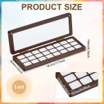 Empty Watercolor Paint Palette, 24 Grids Washable Walnut Paint Tray with Lid Travel Wooden Painting Box Watercolor Box Case for Painters Students Adult Studio Home Outdoor, Camel