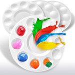 4ps-White Paint Tray Palettes, Plastic Round Pallets for Kids,Student to Painting or Have a Birthday Painting Party