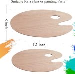 12 Pack 11.8 x 7.9 Inch Wood Oval Painting Palette Acrylic Paint Palette with Thumb Hole Clear Paint Pallet, Easy Clean Non-Stick Artist Pallet for Oil Watercolor Craft DIY Art Painting Palette