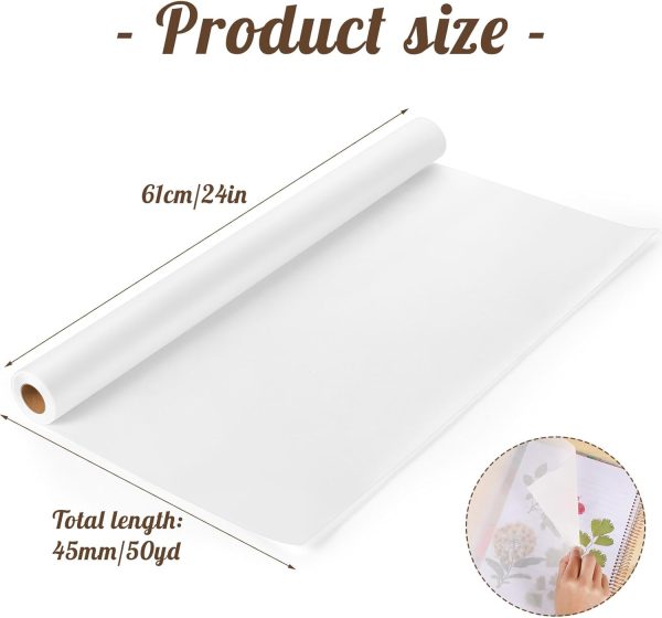 Tracing Paper Roll 24in x 50yd, White Trace Paper Pattern Paper Translucent Tracing Paper for Sewing, Drawing, Sketching, Gift Wrapping