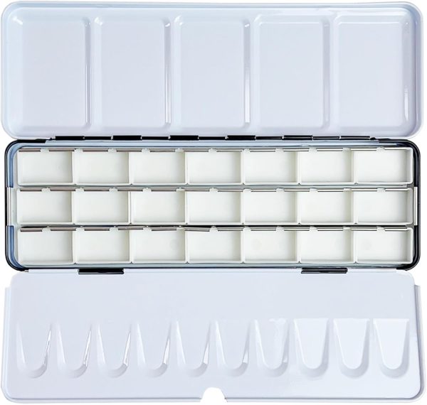 Empty Watercolor Tins Palette Paint Case - Tin Box with 14 Full Pans