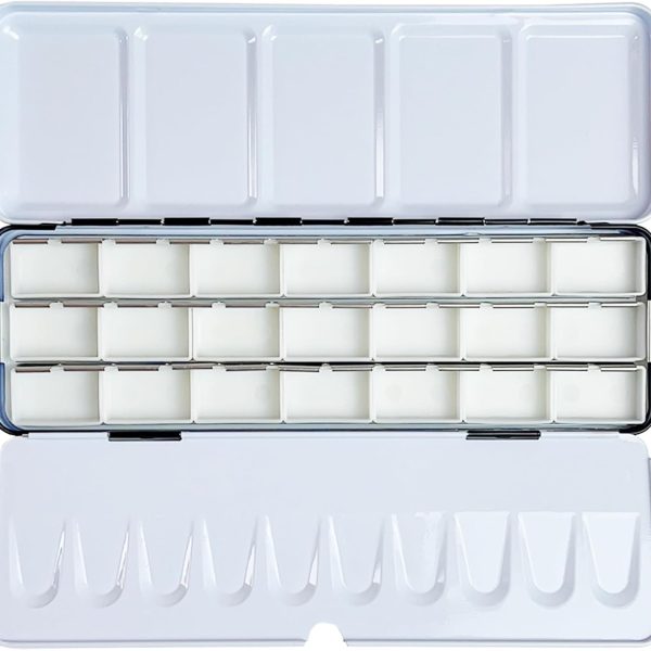 Empty Watercolor Tins Palette Paint Case - Tin Box with 14 Full Pans