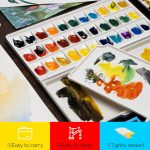 Airtight Leakproof Watercolor Palette Travel Paint Tray with A Large Mixing Areas, 33 Wells Pink Folding Peel-Off Palette for Watercolor, Gouache, Acrylic Paint