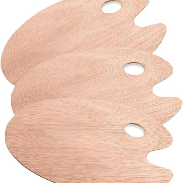 8" X 12"  Wooden Paint Palette Acrylic Paint Palette with Thumb Hole Clear Paint Pallet, Easy Clean Non-Stick Artist Pallet for Oil Watercolor Craft DIY Art Painting Palette(3 Pack)