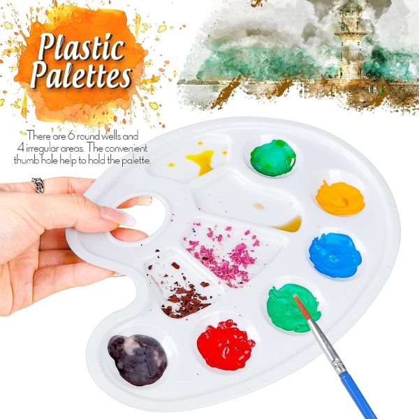 Mixing Palette with Finger Hole and 10 Mixing Panels, 3 Pieces Universal Palette for DIY Art Painting