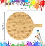 2 Sides Wooden Paint Palette, 24 Well & Flat Wood Paint Tray for Painting, Oil Watercolor Acrylic Art Wooden Paint Mixing Palette Holder for Artist Painter (Beige)