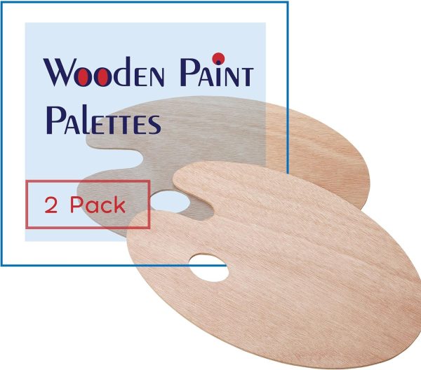 Wooden Paint Palette, 2 Pack, Artist Palette for Oil Painting, Art Pallet With Wood Surface