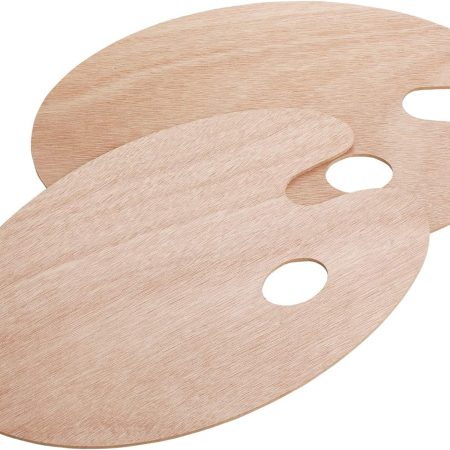 Wooden Paint Palette, 2 Pack, Artist Palette for Oil Painting, Art Pallet With Wood Surface