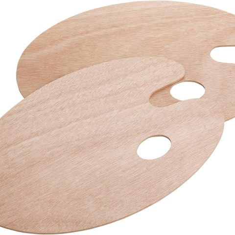 Wooden Paint Palette, 2 Pack, Artist Palette for Oil Painting, Art Pallet With Wood Surface