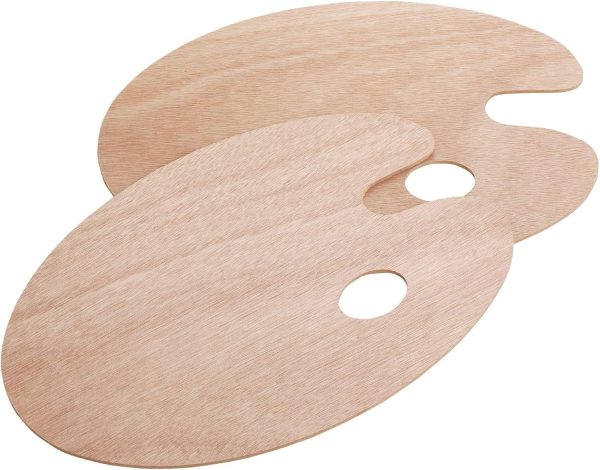Wooden Paint Palette, 2 Pack, Artist Palette for Oil Painting, Art Pallet With Wood Surface