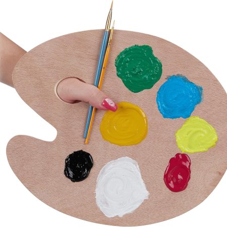 Natural Wooden Painting Palette with Finger Hole for Acrylic Watercolour Watercolour Artists